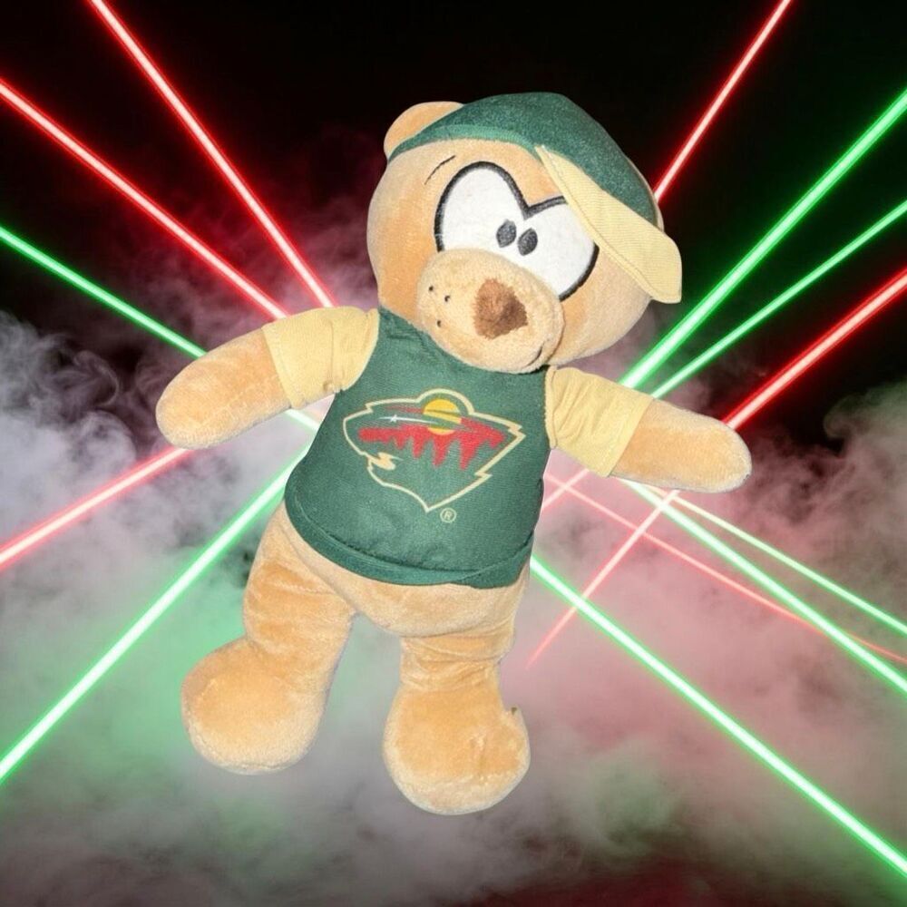 Good Stuff MN Wild Hockey Bear Baseball Cap Stuffed Bear 10”